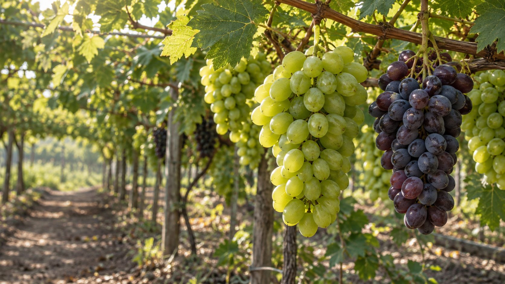 Uvas no vinhedo — imagem representativa, sem oferta confirmada